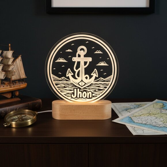 Nautical Anchor Custom Name Light | Personalized LED Decor | Kids Gift - Picture 8 of 8